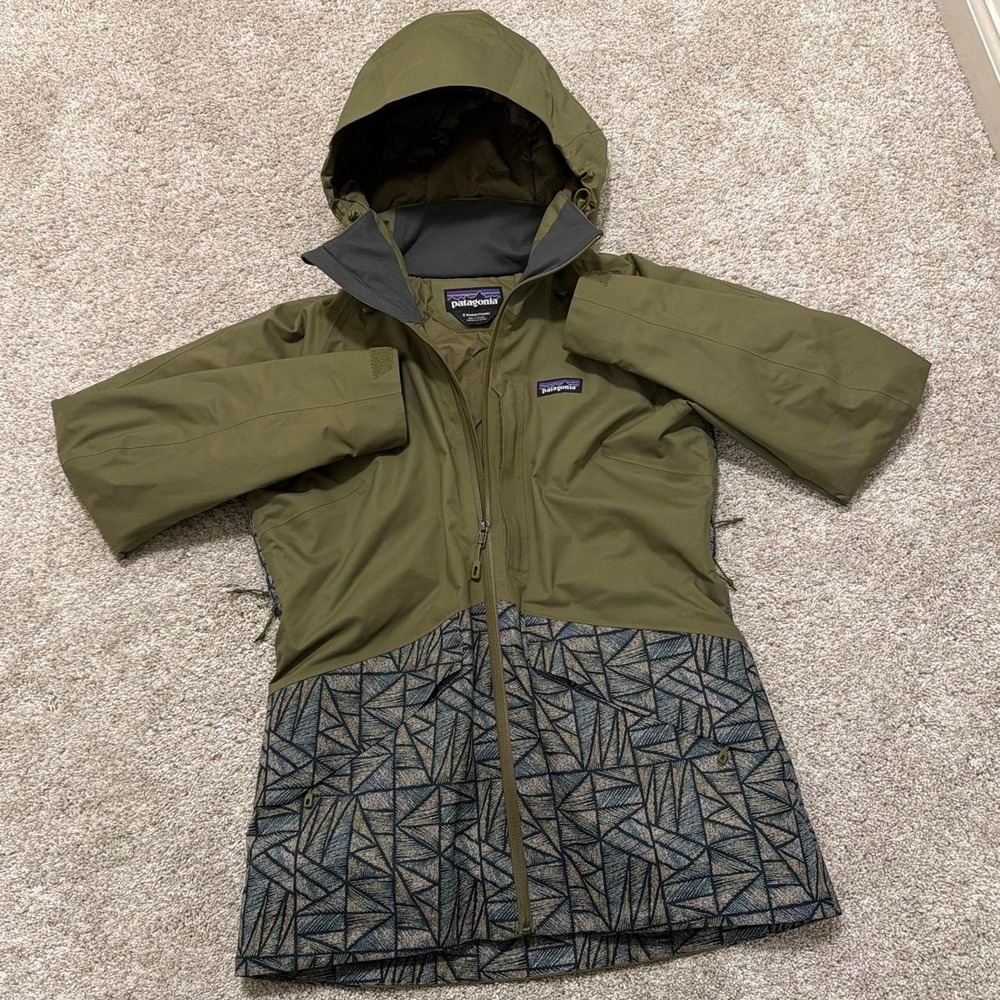 Patagonia Insulated Snow Jacket | Geometric Olive Green | Women's Small